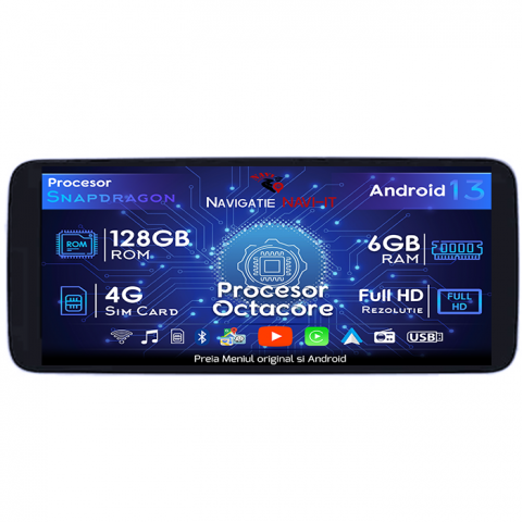 Navigatie dedicata Mercedes V/C Class 2018 NTG 4.5, 6GB RAM 128GB ROM, Octacore 10,25" 2.0ghz, Android 13, DSP, Carplay, Android Auto, Internet, Youtube , Waze , WI-FI , USB