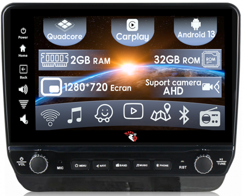 Hyundai - Navigatie dedicata H1 2019 cu butoane rotative model 2024, 10 Inch, 2GB RAM 32GB ROM, Quadcore, Android 13, WiFi, Bluetooth, Magazin Play