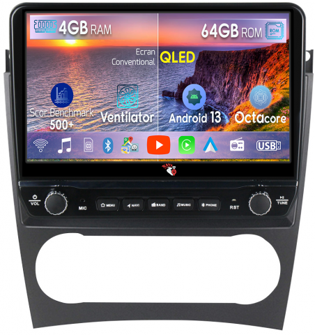 Mercedes-Benz - Navigatie dedicata Mercedes w203 cu butoane rotative model 2024, 4GB RAM 64GB ROM, Quadcore, Android 13, Display QLED 9", DSP, Carplay, Android Auto, Internet, Youtube, Waze, WIFI, Bl