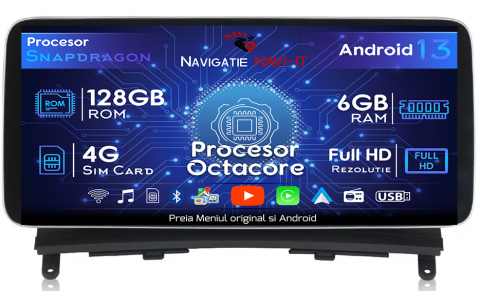 Mercedes-Benz - Navigatie dedicata Mercedes W204 NTG 4.0, Android 13, Wireless Carplay si Android auto 6GB RAM 128GB ROM, Octacore 2.0ghz, Display IPS 1280*720 10.25 inch