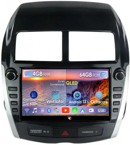 ASX 2010-2016 - Navigatie dedicata Mitsubishi ASX 2010-2016, 4GB RAM 64GB ROM, Octacore, Android 13, Display QLED 9", DSP, Carplay, Android Auto, Internet, Youtube, Waze, WIFI, Bluetooth