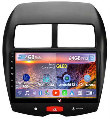 Mitsubishi - Navigatie dedicata Mitsubishi ASX 2010-2019, 4GB RAM 64GB ROM, Octacore, Android 13, Display QLED 10", DSP, Carplay, Android Auto, Internet, Youtube, Waze, WIFI, Bluetooth