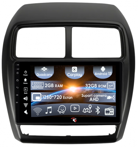 Mitsubishi - (Resigilata) Navigatie dedicata Mitsubishi ASX 2016-2022, 2GB RAM 32GB ROM, Quad Core, Display 9" IPS Full HD, Carplay, Android 13, Bluetooth, Magazin Play, Suport camere AHD