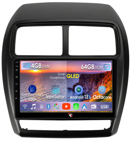 Mitsubishi - Navigatie dedicata Mitsubishi ASX 2016-2022, 4GB RAM 64GB ROM, Octacore, Android 13, Display QLED 9", DSP, Carplay, Android Auto, Internet, Youtube, Waze, WIFI, Bluetooth