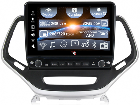 Cherokee 5 2014-2018 - Navigatie dedicata Cherokee 5 2014-2018 cu butoane rotative model 2024, 9 Inch, 2GB RAM 32GB ROM, Quadcore, Android 13, WiFi, Bluetooth, Magazin Play