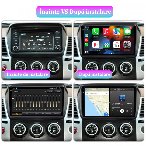 Navigatie dedicata Mitsubishi L200 2008-2016, 12GB RAM 256GB ROM, Android 13, Rezolutie 2K, Display QLED, 9", DSP, Carplay, Android Auto, Internet, Youtube, Waze, Wi Fi, USB [4]