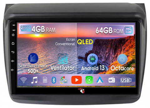 L200 2008-2016 - Navigatie dedicata Mitsubishi L200 2008-2016, 4GB RAM 64GB ROM, Octacore, Android 13, Display QLED 9", DSP, Carplay, Android Auto, Internet, Youtube, Waze, WIFI, Bluetooth