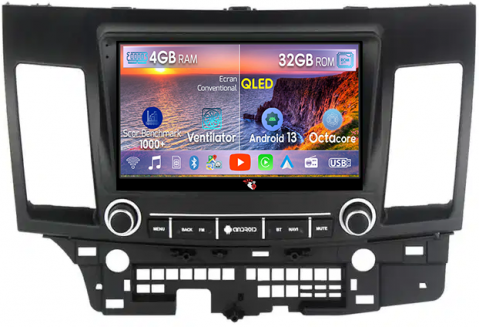 Lancer 2007-2012 - Navigatie dedicata Mitsubishi Lancer 2007-2012, 4 GB RAM 32 ROM, Android 13, Display QLED 1K, 9", DSP, Carplay, Android Auto, Internet, Youtube , Waze , WI-FI , USB , Bluetooth