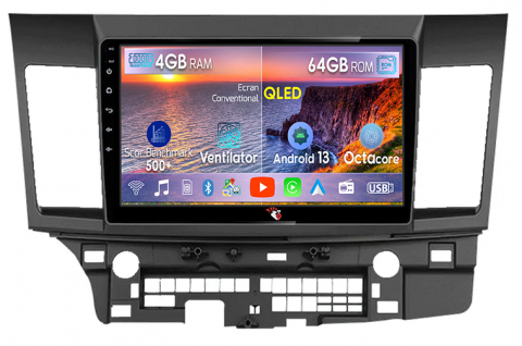 Mitsubishi - Navigatie dedicata Mitsubishi Lancer 2007-2012, 4GB RAM 64GB ROM, Octacore, Android 13, Display QLED 10.1", DSP, Carplay, Android Auto, Internet, Youtube, Waze, WIFI, Bluetooth