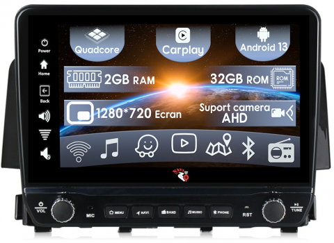 Civic (2016+) - Navigatie dedicata Honda Civic 2015-2020 cu butoane rotative model 2024, 9 Inch, 2GB RAM 32GB ROM, Quadcore, Android 13, WiFi, Bluetooth, Magazin Play