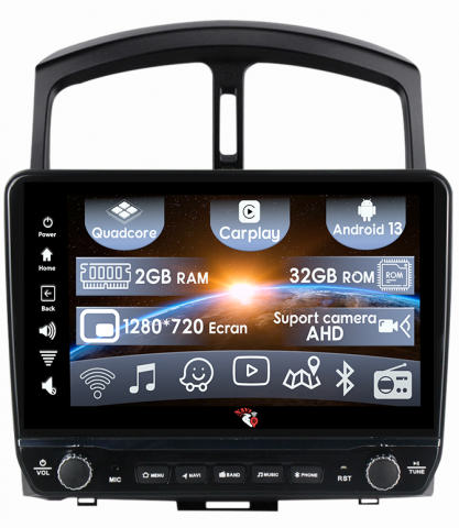 Hyundai - Navigatie dedicata Santa Fe 2006-2015 cu butoane rotative model 2024, 9 Inch, 2GB RAM 32GB ROM, Quadcore, Android 13, WiFi, Bluetooth, Magazin Play