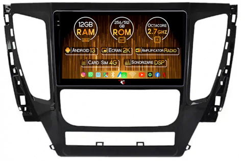Mitsubishi - Navigatie dedicata Mitsubishi Pajero 2016-2018, 12GB RAM 256GB ROM, Android 13, Rezolutie 2K, Display QLED, 9", DSP, Carplay, Android Auto, Internet, Youtube, Waze, Wi Fi, USB