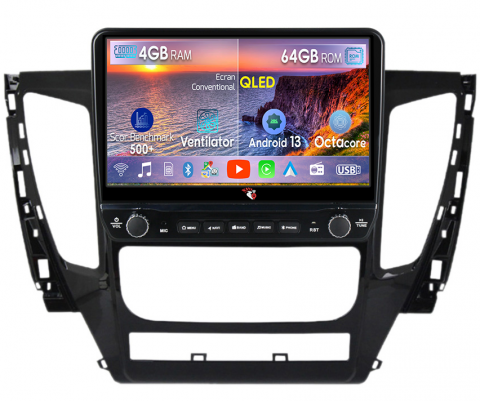 Pajero 2016-2018 - Navigatie dedicata Mitsubishi Pajero 2016-2018 cu butoane rotative model 2024, 4 GB RAM 64 ROM, Quadcore, Android 13, Display QLED, 9", DSP, Carplay, Android Auto, Internet, Youtube , Waze , WI