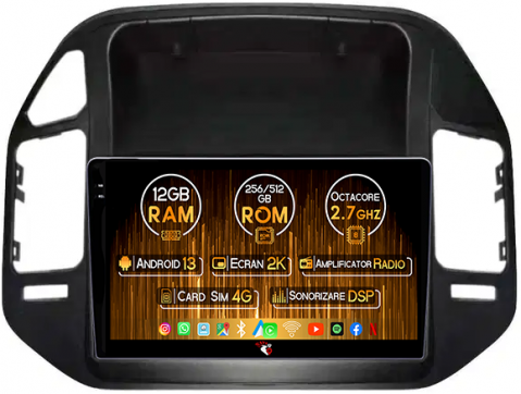 Pajero V73 - Navigatie dedicata Mitsubishi Pajero V73 2004-2011, 12GB RAM 256GB ROM, Android 13, Rezolutie 2K, Display QLED, 9", DSP, Carplay, Android Auto, Internet, Youtube, Waze, Wi Fi, USB
