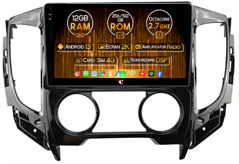 Triton 2015 - Navigatie dedicata Mitsubishi Triton 2015, 12GB RAM 256GB ROM, Android 13, Rezolutie 2K, Display QLED, 9", DSP, Carplay, Android Auto, Internet, Youtube, Waze, Wi Fi, USB