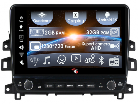 Nissan Navara 2011-2016 - Navigatie dedicata Navara NP300 2011-2016 cu butoane rotative model 2024, 9 Inch, 2GB RAM 32GB ROM, Quadcore, Android 13, WiFi, Bluetooth, Magazin Play