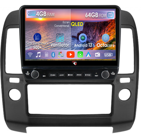 Pathfinder R51 (2004-2012) - Navigatie dedicata Navara 2004-2010 cu butoane rotative model 2024, 4 GB RAM 64 ROM, Quadcore, Android 13, Display QLED, 9", DSP, Carplay, Android Auto, Internet, Youtube , Waze ,