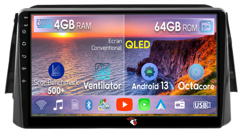 Kicks 2016-2017 - Navigatie dedicata Nissan Kicks 2016-2017, 4GB RAM 64GB ROM, Octacore, Android 13, Display QLED 9", DSP, Carplay, Android Auto, Internet, Youtube, Waze, WIFI, Bluetooth