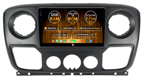 NV400 2010-2020 - Navigatie dedicata Nissan NV400, 12GB RAM 256GB ROM, Android 13, Rezolutie 2K, Display QLED, 10", DSP, Carplay, Android Auto, Internet, Youtube, Waze, Wi Fi, USB