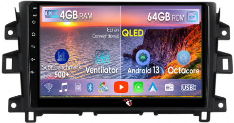 Nissan Navara 2011-2016 - Navigatie dedicata Nissan Navara 2011-2016, 4GB RAM 64GB ROM, Octacore, Android 13, Display QLED 9", DSP, Carplay, Android Auto, Internet, Youtube, Waze, WIFI, Bluetooth