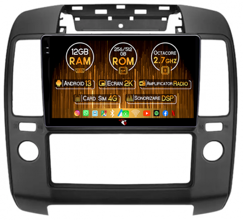 Pathfinder R51 (2004-2012) - Navigatie dedicata Nissan Pathfinder 2004-2012, 12GB RAM 256GB ROM, Android 13, Rezolutie 2K, Display QLED, 9", DSP, Carplay, Android Auto, Internet, Youtube, Waze, Wi Fi, USB