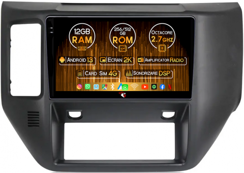 Nissan - Navigatie dedicata Nissan Patrol 2004-2021, 12GB RAM 256GB ROM, Android 13, Rezolutie 2K, Display QLED, 9", DSP, Carplay, Android Auto, Internet, Youtube, Waze, Wi Fi, USB