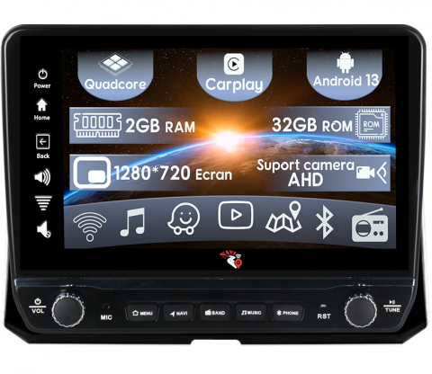 Corolla 2018-2019 - Navigatie dedicata Corolla 2018-2019 cu butoane rotative model 2024, 9 Inch, 2GB RAM 32GB ROM, Quadcore, Android 13, WiFi, Bluetooth, Magazin Play