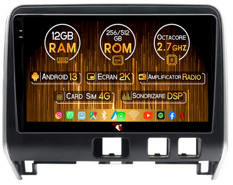 Serena 2016-2018 - Navigatie dedicata Nissan Serena 2016-2018 , 12GB RAM 256GB ROM, Android 13, Rezolutie 2K, Display QLED, 10", DSP, Carplay, Android Auto, Internet, Youtube, Waze, Wi Fi, USB