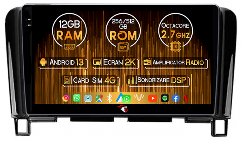 Serena 4 2010-2016 - Navigatie dedicata Nissan Serena 4 2010-2016, 12GB RAM 256GB ROM, Android 13, Rezolutie 2K, Display QLED, 9", DSP, Carplay, Android Auto, Internet, Youtube, Waze, Wi Fi, USB