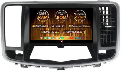 Teana 2013-2018 - Navigatie dedicata Nissan Teana 2013-2018, 12GB RAM 256GB ROM, Android 13, Rezolutie 2K, Display QLED, 9", DSP, Carplay, Android Auto, Internet, Youtube, Waze, Wi Fi, USB