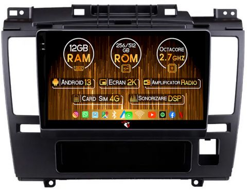 Tiida 2005-2010 - Navigatie dedicata Nissan Tiida 2005-2010, 12GB RAM 256GB ROM, Android 13, Rezolutie 2K, Display QLED, 9", DSP, Carplay, Android Auto, Internet, Youtube, Waze, Wi Fi, USB