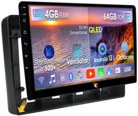 X-Trail 2000-2007 - Navigatie dedicata Nissan X-Trail 2000-2007, 4GB RAM 64GB ROM, Octacore, Android 13, Display QLED 10", DSP, Carplay, Android Auto, Internet, Youtube, Waze, WIFI, Bluetooth