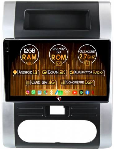 X-Trail 2007-2015 - Navigatie dedicata Nissan X-Trail 2007-2015, 12GB RAM 256GB ROM, Android 13, Rezolutie 2K, Display QLED, 10", DSP, Carplay, Android Auto, Internet, Youtube, Waze, Wi Fi, USB