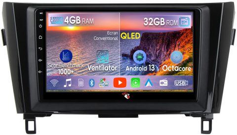 Nissan - Navigatie dedicata Nissan X-Trail 2014-2021, 4 GB RAM 32 ROM, Android 13, Display QLED 1K, 10", DSP, Carplay, Android Auto, Internet, Youtube , Waze , WI-FI , USB , Bluetooth