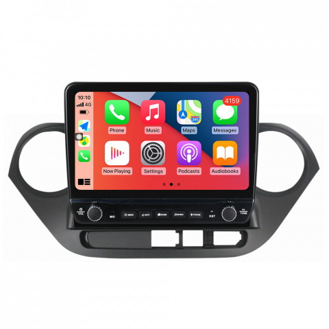 Hyundai - Navigatie dedicata I10 2014-2017 cu butoane rotative model 2024, 4 GB RAM 64 ROM, Quadcore, Android 13, Display QLED, 10", DSP, Carplay, Android Auto, Internet, Youtube , Waze , WI-FI