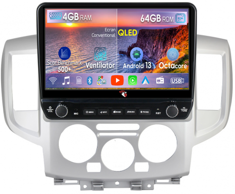 NV200 2011-2018 - Navigatie dedicata NV200 2011-2018 cu butoane rotative model 2024, 4 GB RAM 64 ROM, Quadcore, Android 13, Display QLED, 9", DSP, Carplay, Android Auto, Internet, Youtube , Waze ,