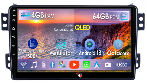 Agila - Navigatie dedicata Opel Agila 2007-2014/Suzuki Splash, 4GB RAM 64GB ROM, Octacore, Android 13, Display QLED 9", DSP, Carplay, Android Auto, Internet, Youtube, Waze, WIFI, Bluetooth