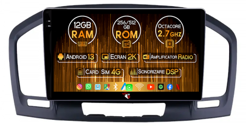 Opel - Navigatie dedicata Opel Insignia 2008-2013, 12GB RAM 256GB ROM, Android 13, Rezolutie 2K, Display QLED, 9", DSP, Carplay, Android Auto, Internet, Youtube, Waze, Wi Fi, USB