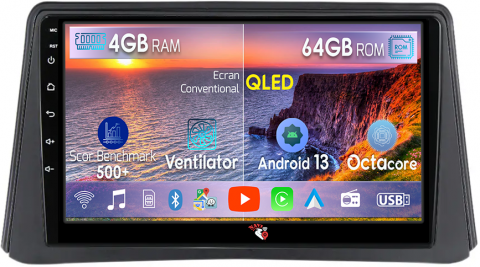 Opel - Navigatie dedicata Opel Mokka 2012 - 2016, 4GB RAM 64GB ROM, Octacore, Android 13, Display QLED 9", DSP, Carplay, Android Auto, Internet, Youtube, Waze, WIFI, Bluetooth