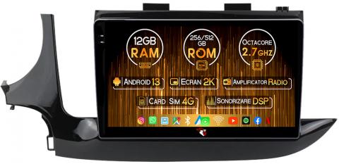 Opel - Navigatie dedicata Opel Mokka 2016-2018, 12GB RAM 256GB ROM, Android 13, Rezolutie 2K, Display QLED, 9", DSP, Carplay, Android Auto, Internet, Youtube, Waze, Wi Fi, USB