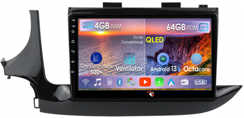 Opel - Navigatie dedicata Opel Mokka 2016-2018, 4GB RAM 64GB ROM, Octacore, Android 13, Display QLED 9", DSP, Carplay, Android Auto, Internet, Youtube, Waze, WIFI, Bluetooth