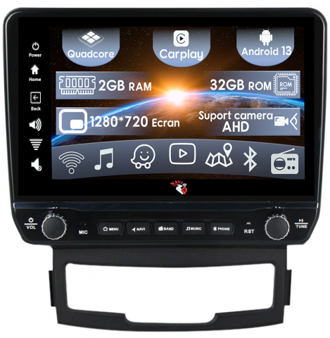 SsangYong - Navigatie dedicata Korando 2010-2013 cu butoane rotative model 2024, 9 Inch, 2GB RAM 32GB ROM, Quadcore, Android 13, WiFi, Bluetooth, Magazin Play