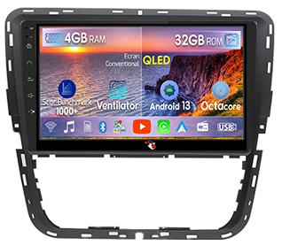 Polo Golf Passat - Navigatie dedicata Passat 2012-2015, 4GB RAM 32GB ROM, Octacore, Android 14, Display QLED 1K 9", DSP, Carplay&Android Auto, SIM 4G, Bluetooth, Ventilator Activ