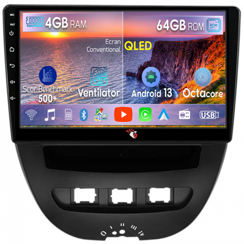 Peugeot 107 2009-2015 - Navigatie dedicata Peugeot 107 2009-2015, 4GB RAM 64GB ROM, Octacore, Android 13, Display QLED 10", DSP, Carplay, Android Auto, Internet, Youtube, Waze, WIFI, Bluetooth