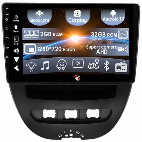 Peugeot 107 2009-2015 - (Resigilata) Navigatie dedicata Peugeot 107 2009-2015, 2GB RAM 32GB ROM, Quad Core, Display 10" IPS Full HD, Carplay, Android 13, Bluetooth, Magazin Play, Suport camere AHD
