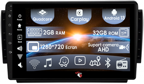 Peugeot - (Resigilata) Navigatie dedicata Peugeot 2008 (2015+), 2GB RAM 32GB ROM, Quad Core, Display 9" IPS Full HD, Carplay, Android 13, Bluetooth, Magazin Play, Suport camere AHD