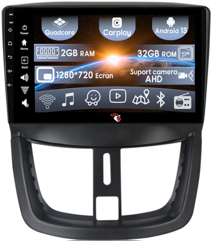 Peugeot - (Resigilata) Navigatie dedicata Peugeot 207 2006-2015, 2GB RAM 32GB ROM, Quad Core, Display 9" IPS Full HD, Carplay, Android 13, Bluetooth, Magazin Play, Suport camere AHD