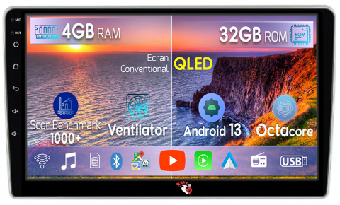 Peugeot - Navigatie dedicata Peugeot 307 2001-2008, 4GB RAM 32GB ROM, Octacore, Android 14, Display QLED 1K 9", DSP, Carplay&Android Auto, SIM 4G, Bluetooth, Ventilator Activ
