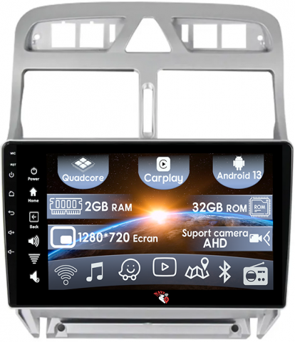 Peugeot 307 - (Resigilata) Navigatie dedicata Peugeot 307 2001-2008, 2GB RAM 32GB ROM, Quad Core, Display 9" IPS Full HD, Carplay, Android 13, Bluetooth, Magazin Play, Suport camere AHD