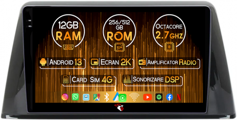 Peugeot - Navigatie dedicata Peugeot 308 2016+, 12GB RAM 256GB ROM, Android 13, Rezolutie 2K, Display QLED, 10", DSP, Carplay, Android Auto, Internet, Youtube, Waze, Wi Fi, USB